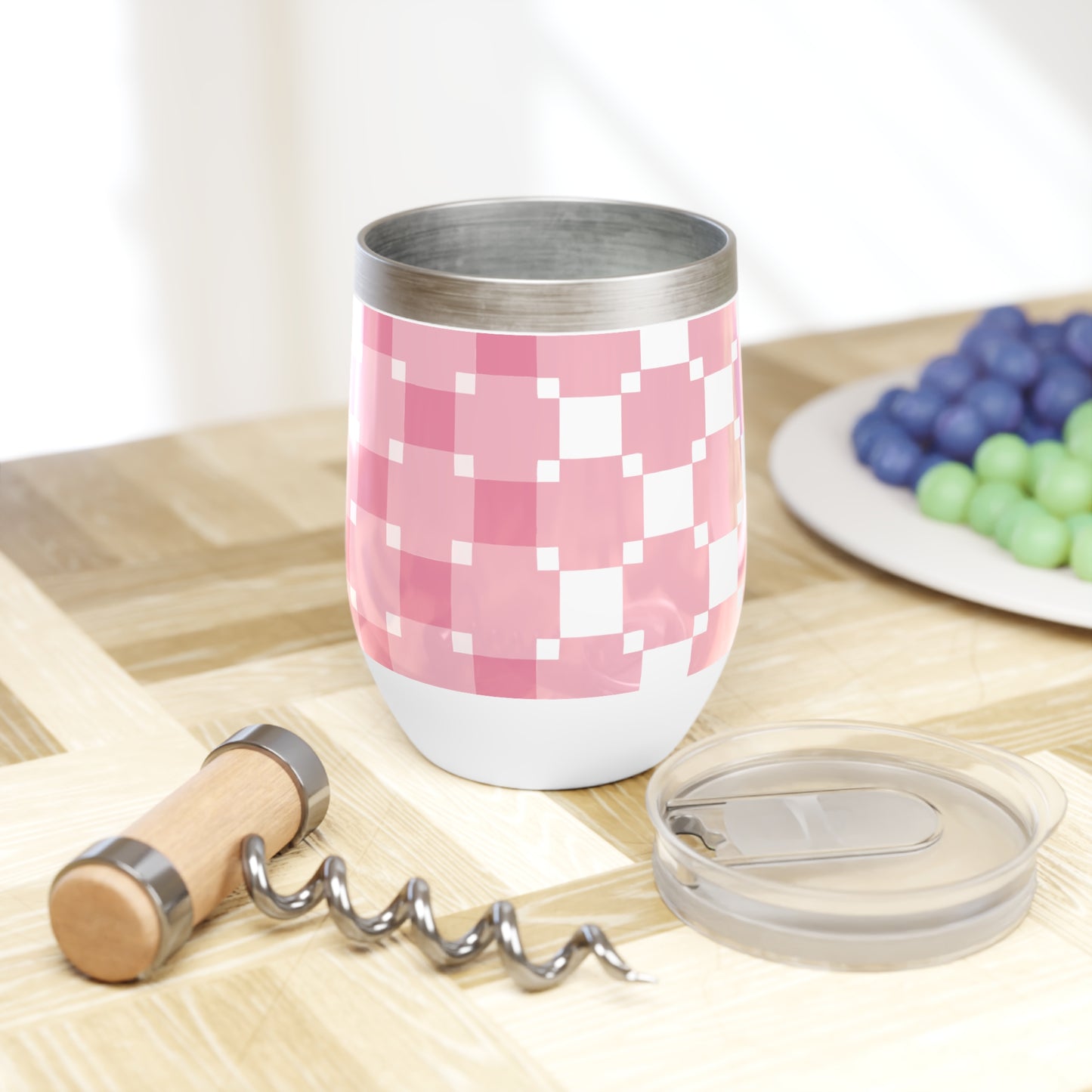 Checkered Fluidity - Chill Wine Tumbler